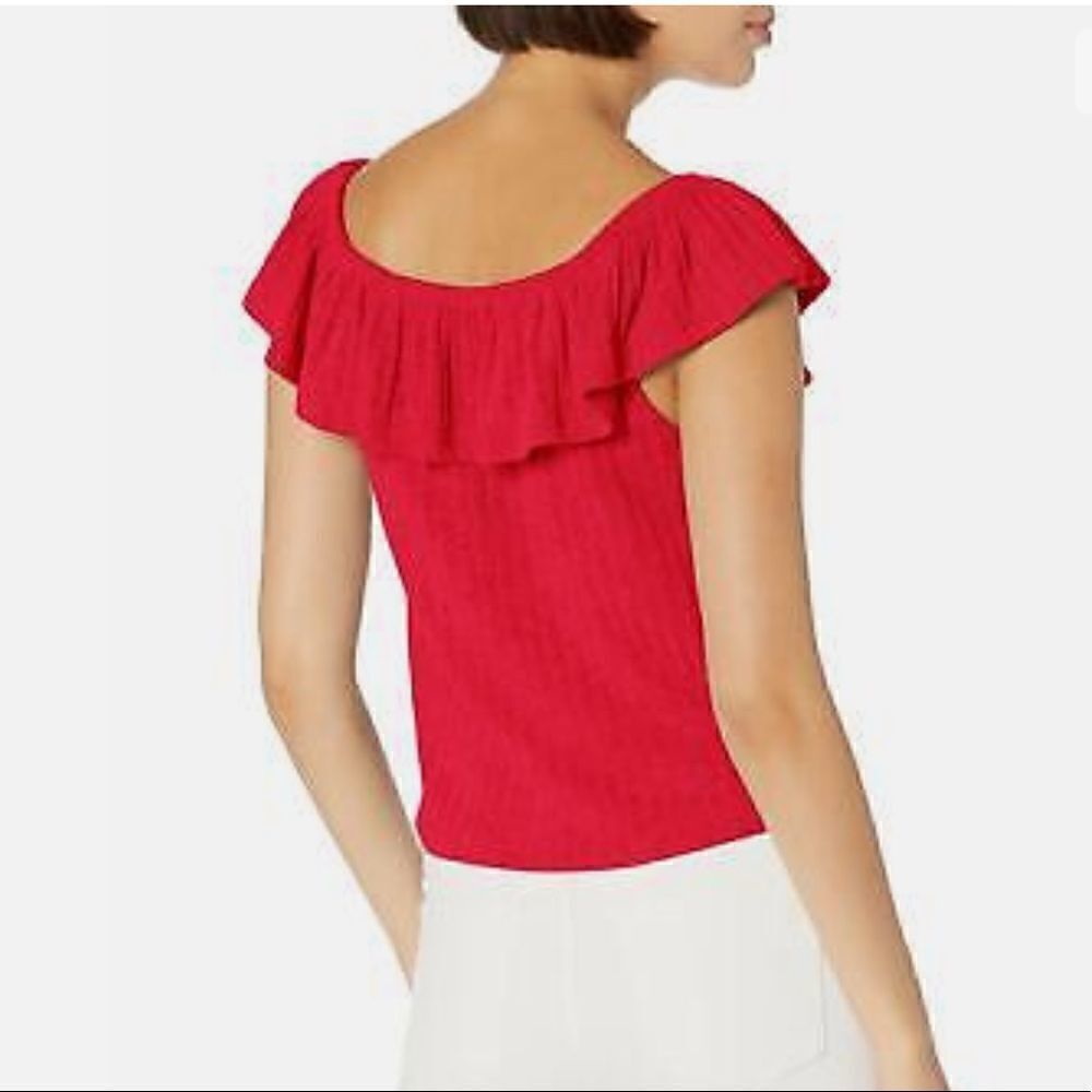 NEW Jack by Bb Dakota Flutter Off the Shoulder Red Ruffle Top Womens Medium